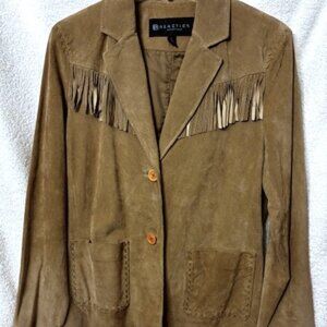 Reaction by Kenneth Cole tan fringed suede leather jacket NWOT Size L